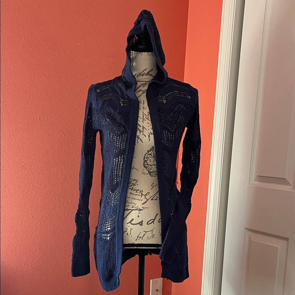Maurices Women's Navy Hooded Knit Cardigan